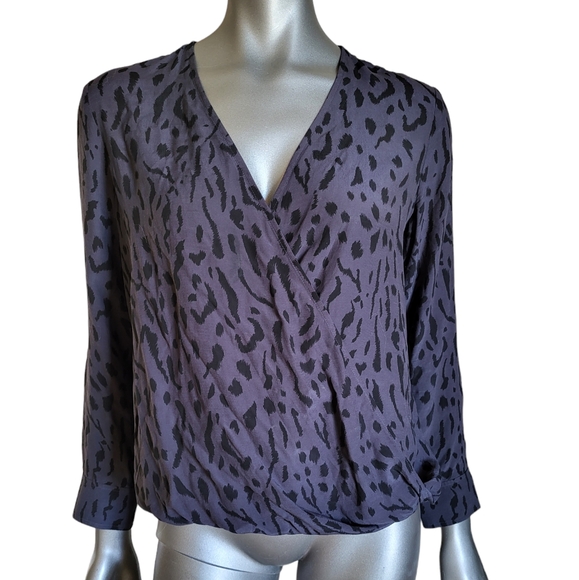 Rails Tops - 373. Rails Faux Wrap Black & Gray Blouse - Size Medium